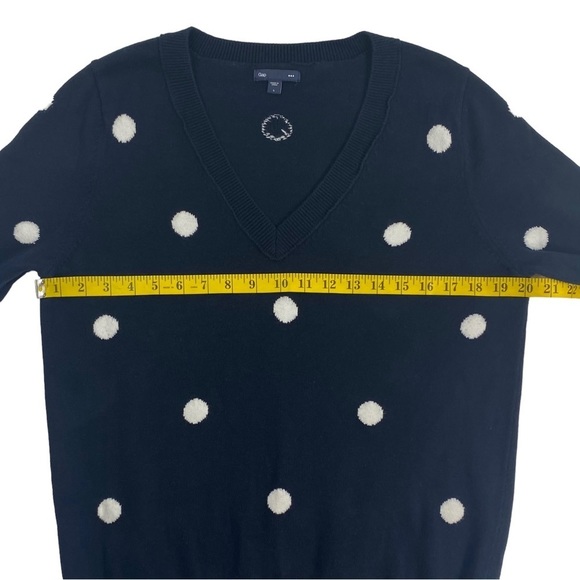 GAP Factory Women’s Navy 100% Cotton V-Neck Sweater, White Polka Dots, Size L - Picture 9 of 12